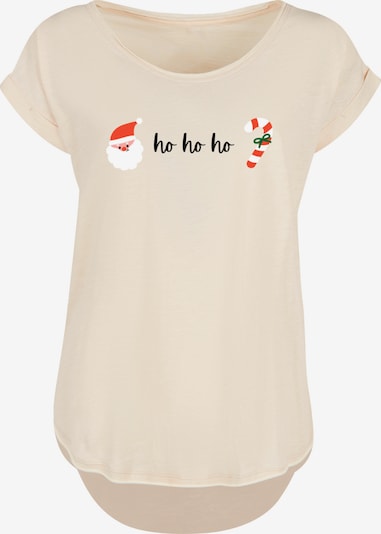 F4NT4STIC Shirt 'Ho Ho Ho Weihnachten Christmas' in beige / grün / rot / weiß, Produktansicht