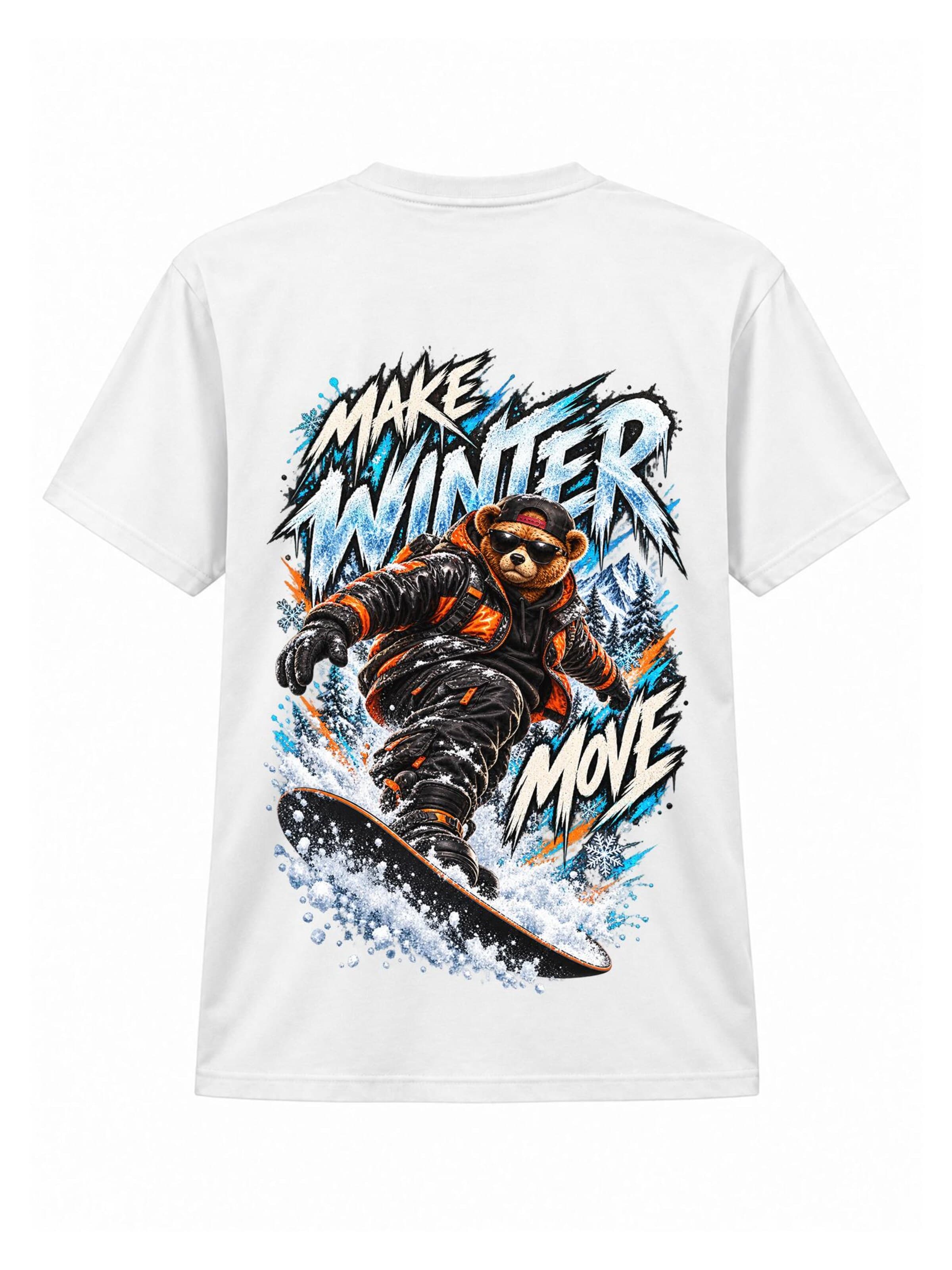 LUNØIR Studio Póló 'BOSS Winter Snowboard Motion' - fehér: elől