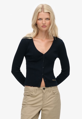 Superdry Gebreid vest 'Essential' in Blauw: voorkant