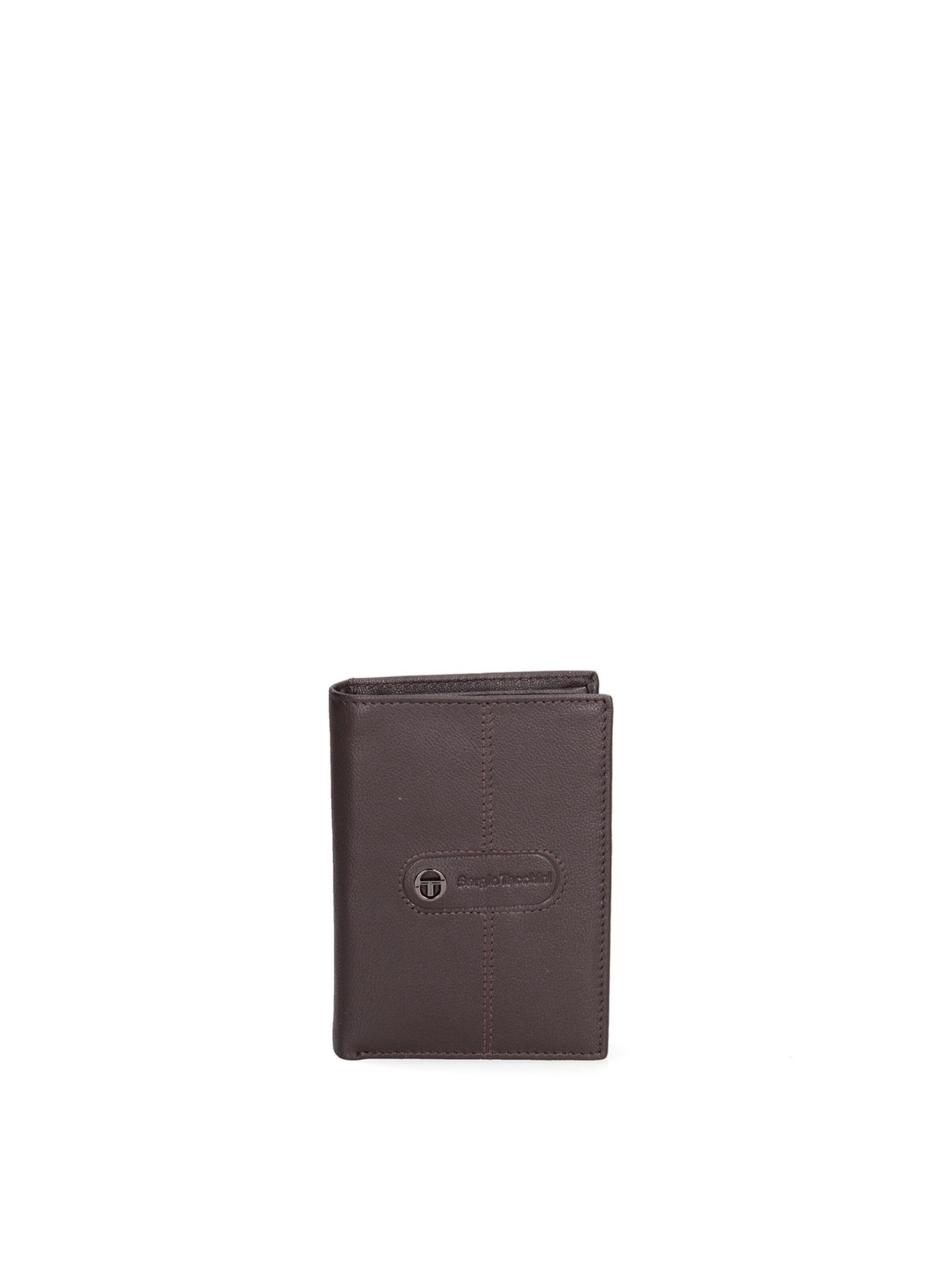 Portamonete 'Portafoglio Uomo Sergio Tacchini Vera Pelle Compatto 9x12,5 cm' di Sergio Tacchini in marrone: frontale