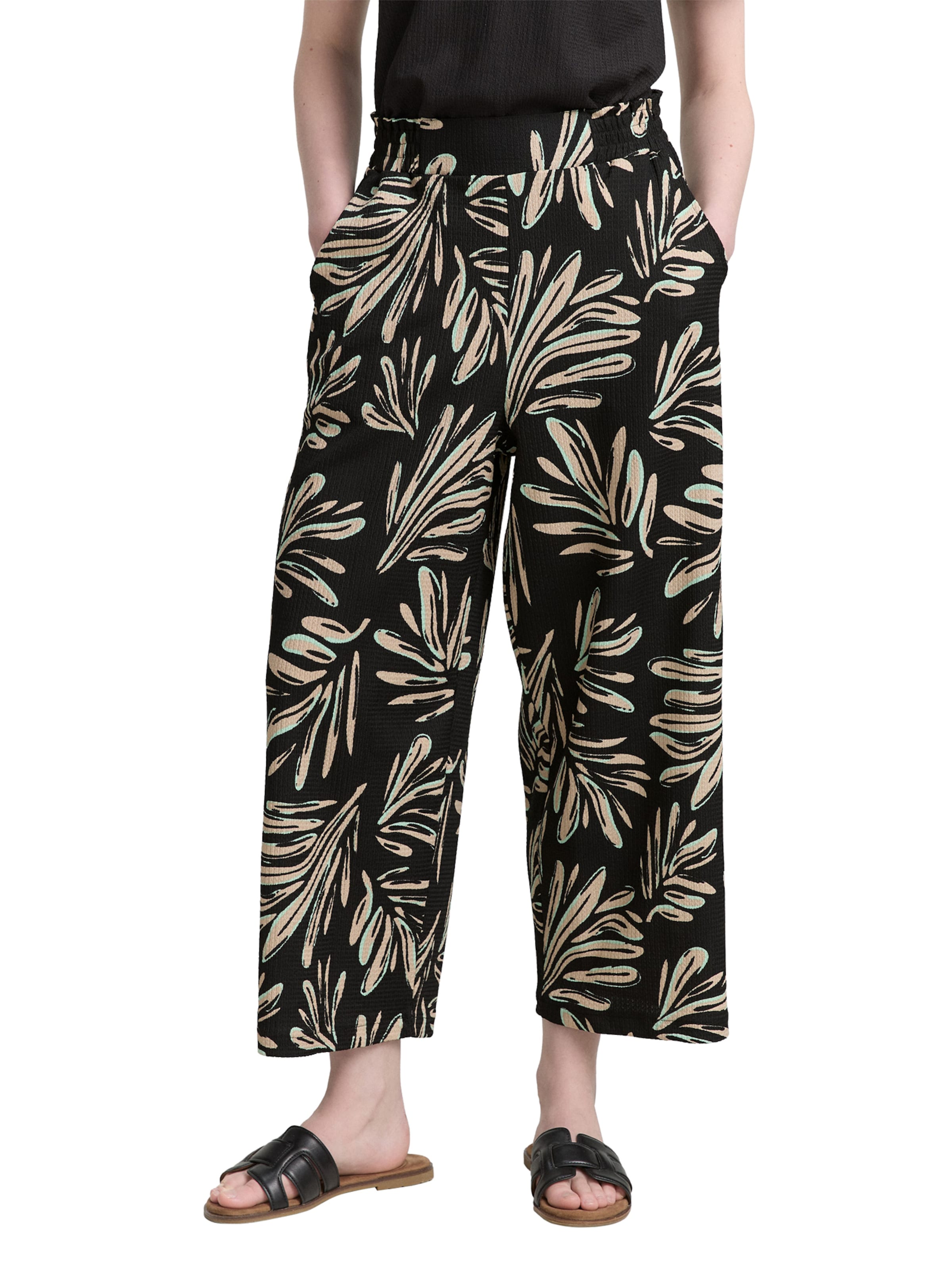 Wide Leg Pantalon TOM TAILOR DENIM en noir : devant