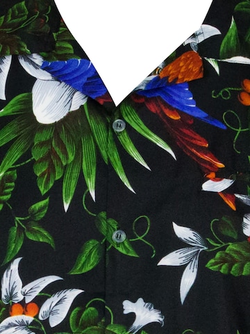 King Kameha Shirt 'Cherryparrot'‌‌‌‌‌‌‌‌‌ in Schwarz