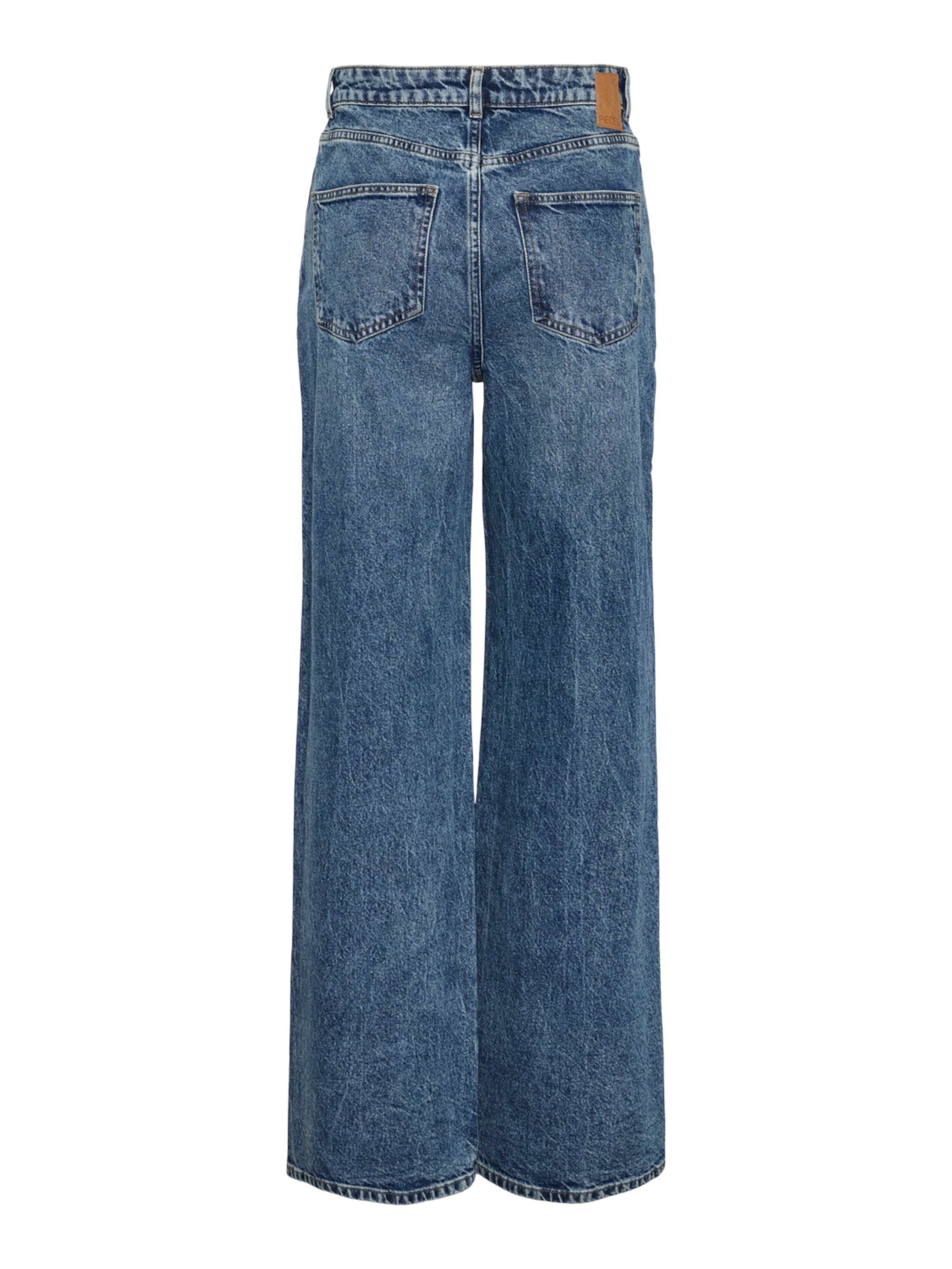 PIECES Široký strih Džínsy 'Selma' - Modrá