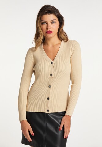 faina Knit Cardigan in Beige: front