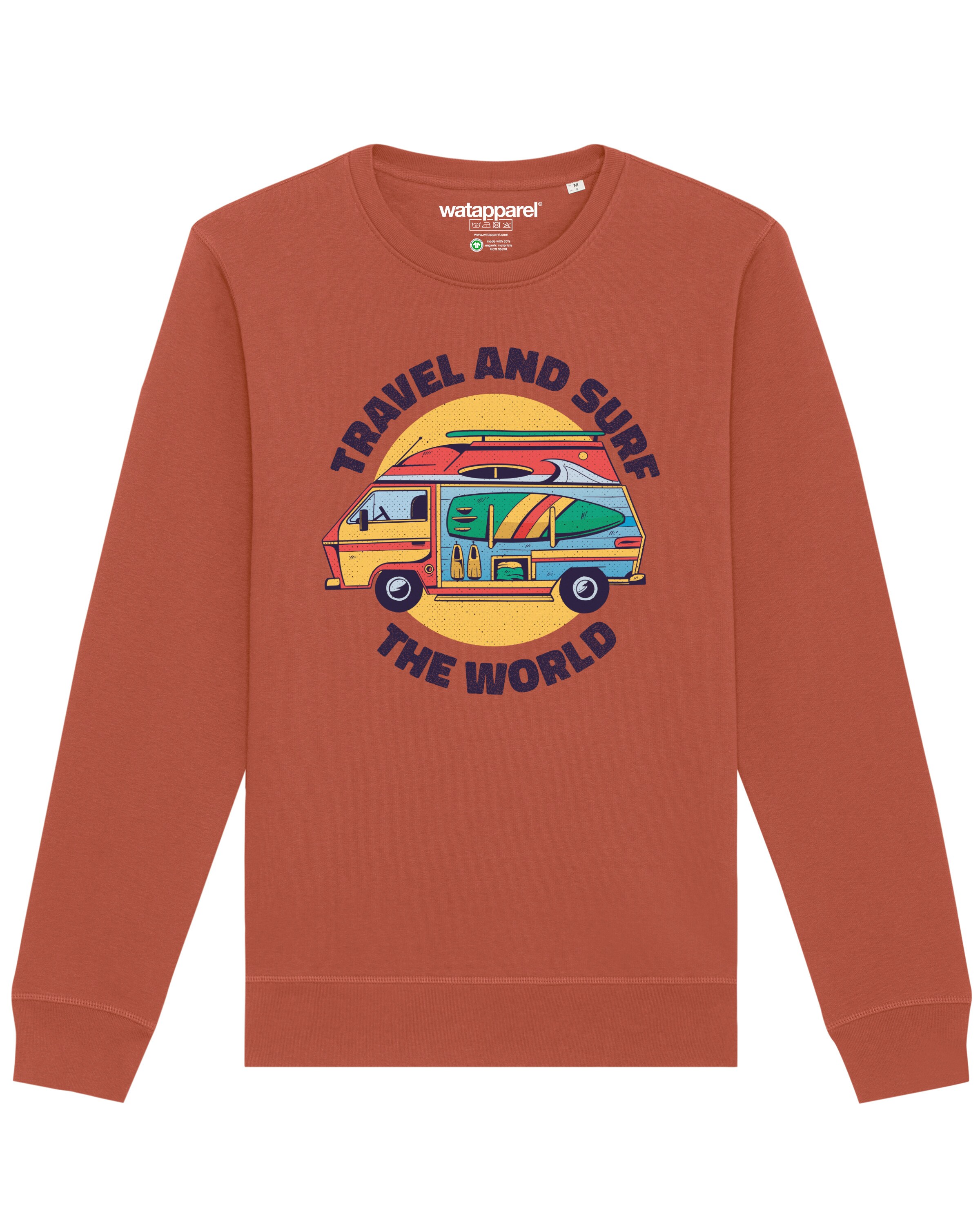 Watapparel Sweatshirt 'Travel and surf' in Braun: Vorderseite