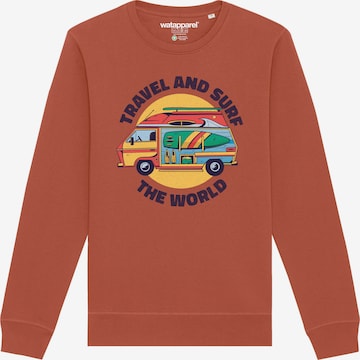Felpa 'Travel and surf' di Watapparel in marrone: frontale