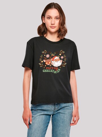 F4NT4STIC Shirt 'Christmas Hippie Santa And Reindeer' in Black: front