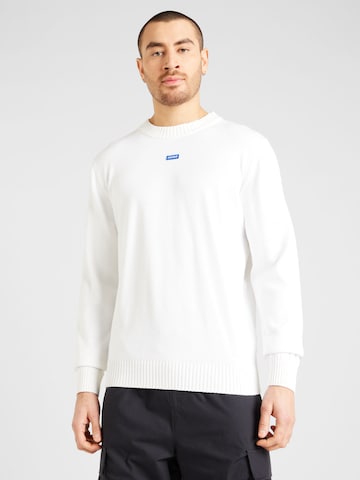 HUGO Blue Sweater 'San Cosmo' in White: front