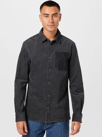 VAUDE Regular fit Athletic Button Up Shirt 'MINEO' in Grey: front