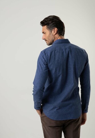 Black Label Shirt Regular Fit Businesshemd 'FLANNEL' in Blau