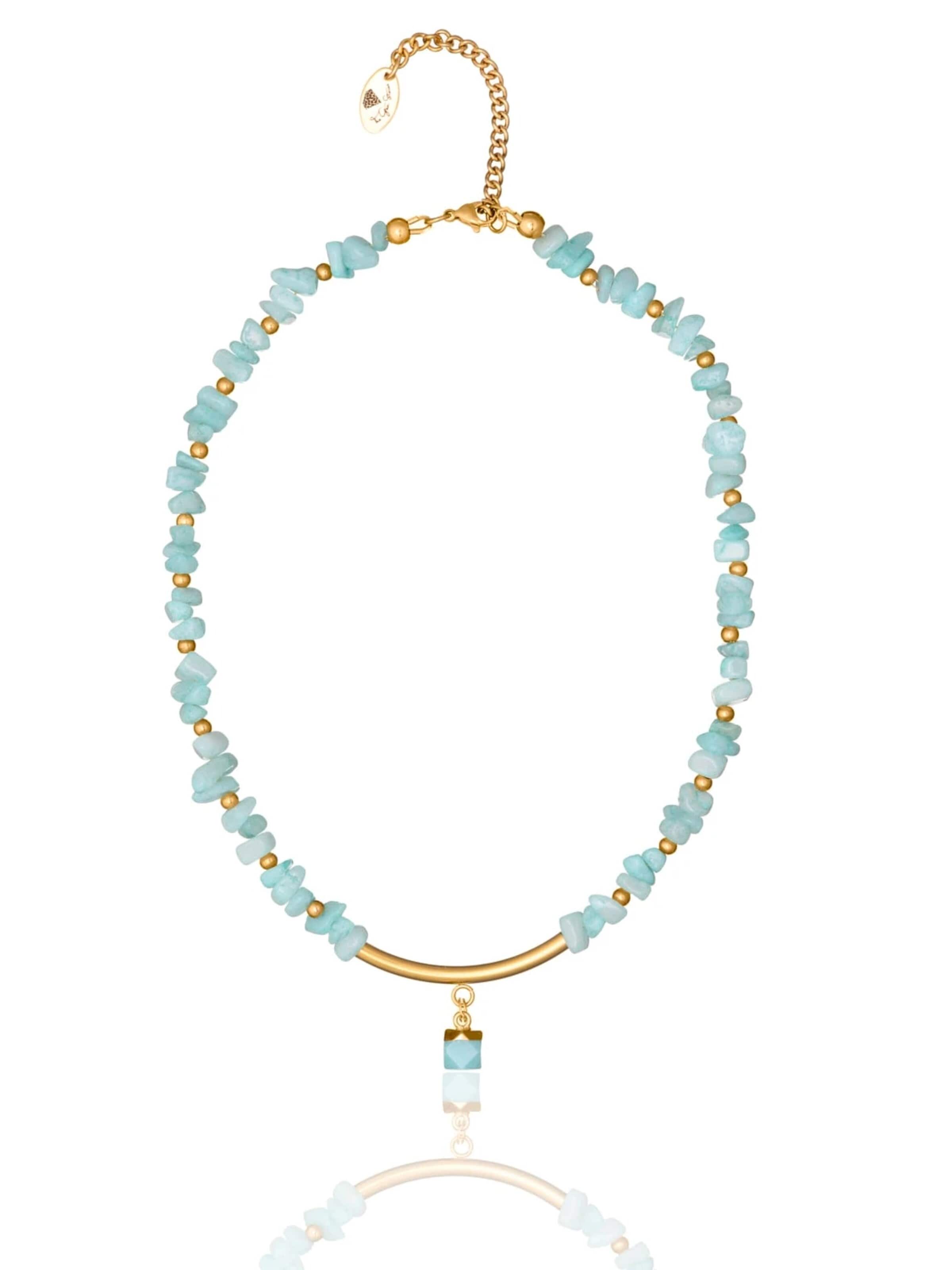 THE GEM STORIES JEWELRY Ketju 'Aqua Jade Cascade Necklace' värissä sininen: etupuoli