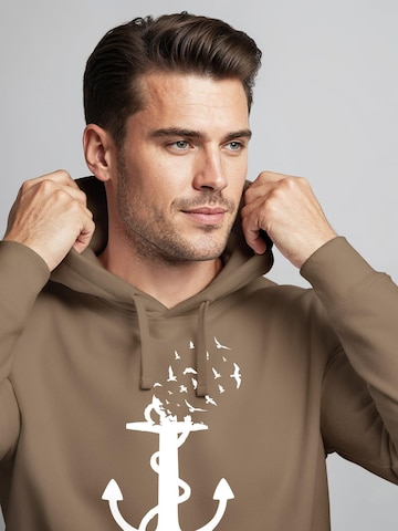 Neverless Sweatshirt 'Anker Vögel' in Brown