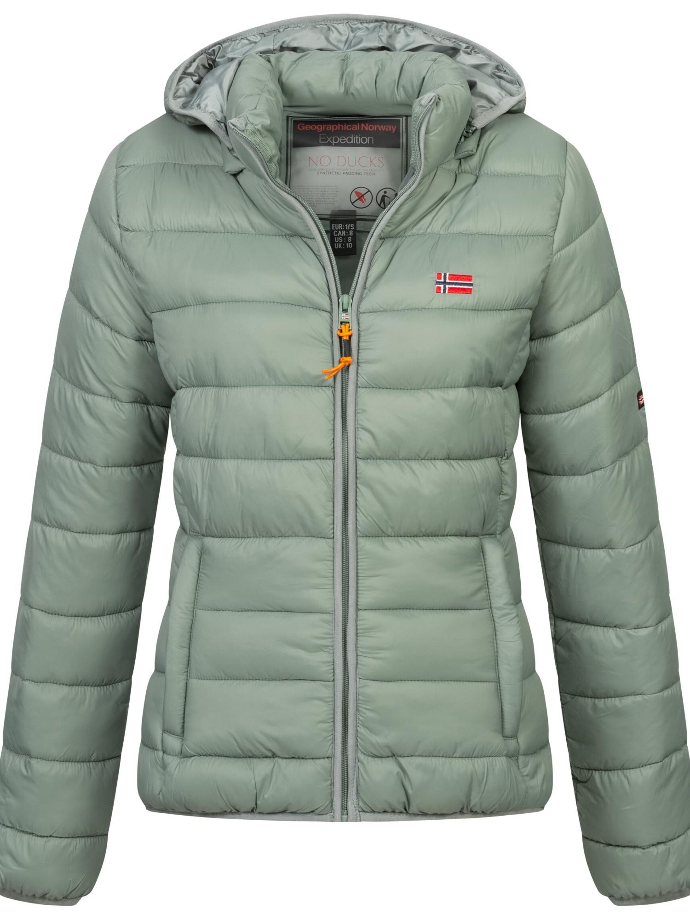 GEOGRAPHICAL NORWAY Winter Jacket 'Damen Herbst Winter Jacke Steppjacke Outdoor Übergangs leicht Kapuze' in Beige: front