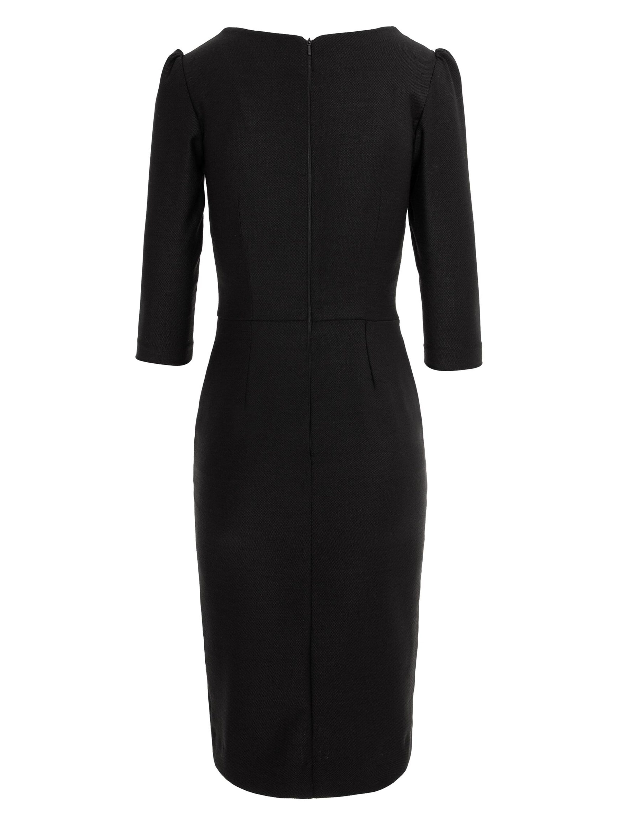 AVENUE N°29 Klänning 'Rounded Neckline Midi Dress With Front Slit' i svart