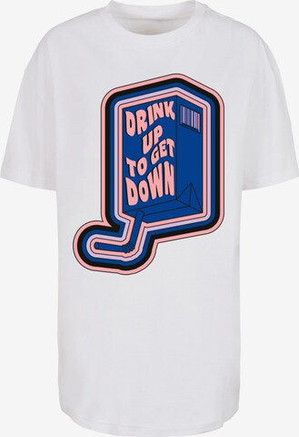 hype Shirt 'Drink Up To Get Down' in White: front