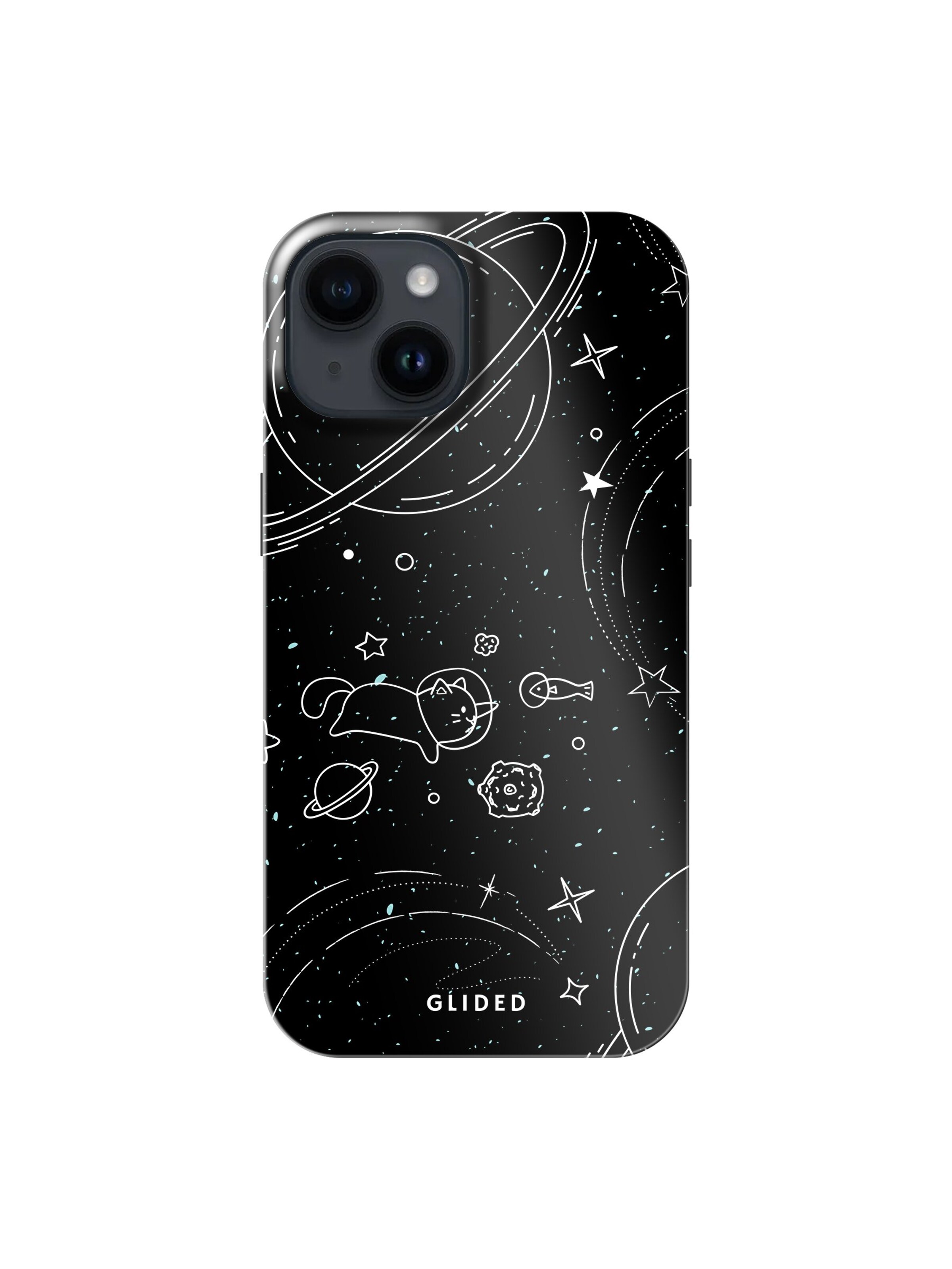 Glided Smartphonehülle 'Cosmic Cat Glided Handyhülle' in Schwarz: Vorderseite