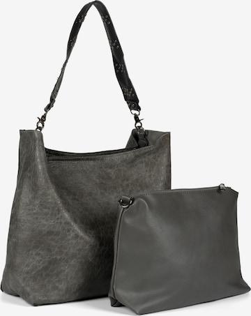 styleBREAKER Schultertasche '2 in 1 Schultertasche mit Nietengurt und Innentasche' in Grau: Vorderseite