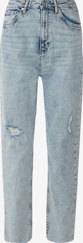 QS Tapered Jeans i blå: framsida