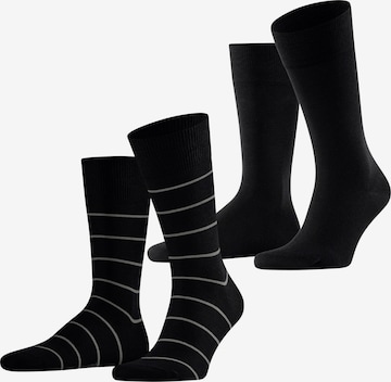ESPRIT Socken 'Modern Stripe 2-Pack' in Schwarz: Vorderseite