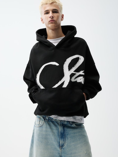 Pull&Bear Sweatshirt in XXS in schwarz / weiß, Produktansicht