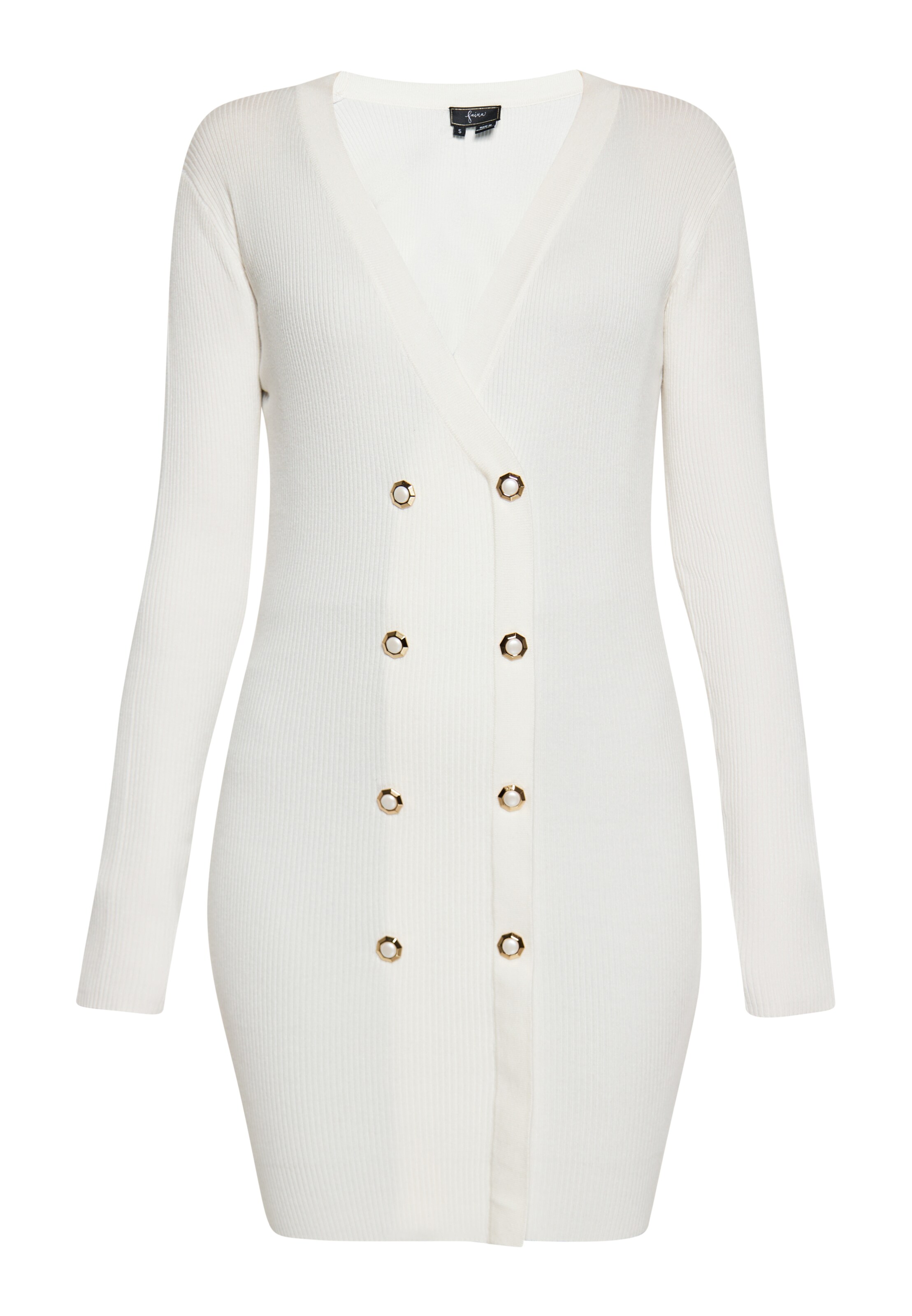 faina Gebreide jurk in Wit: voorkant