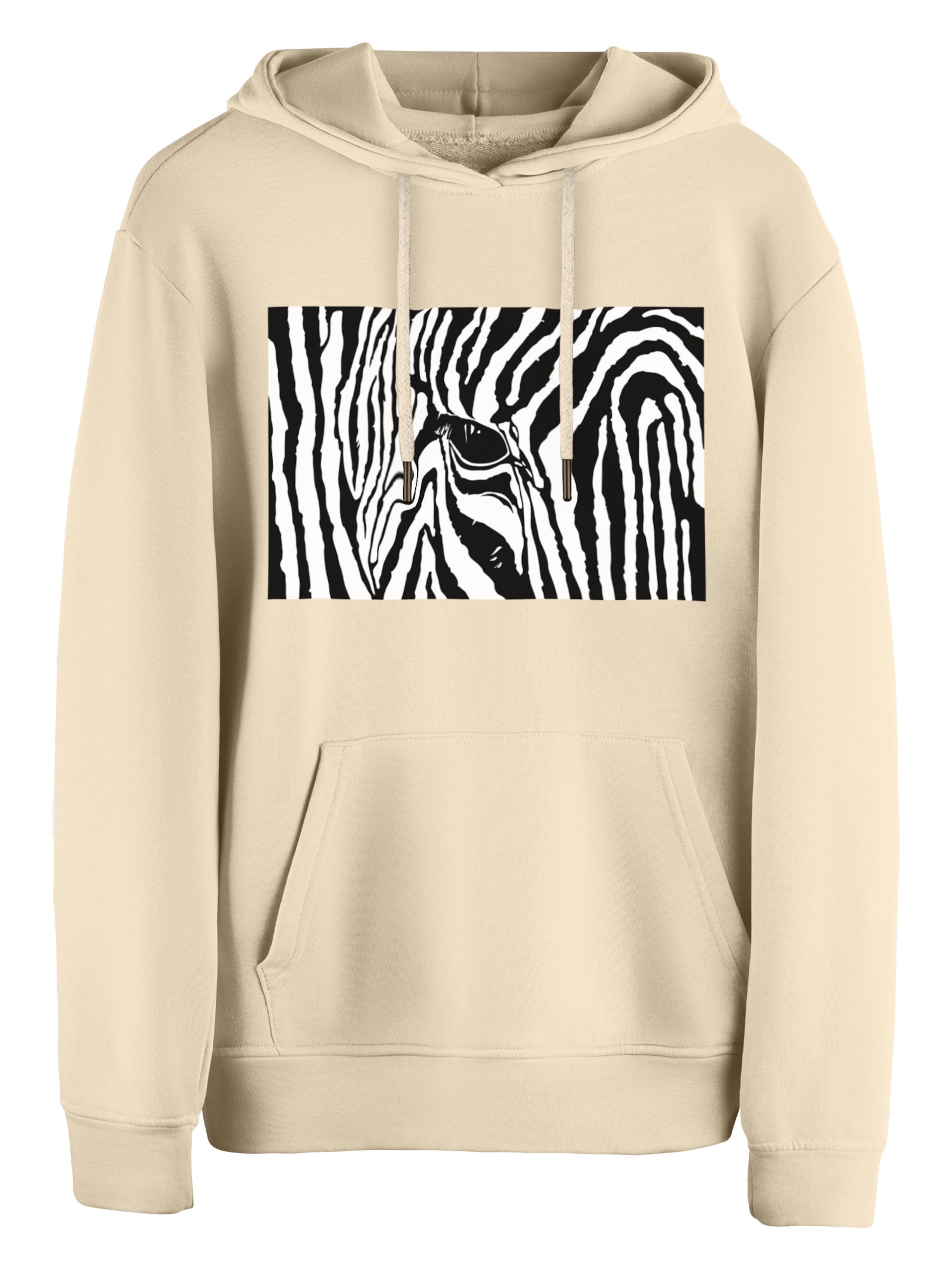 Felpa 'Black & White Zebra Eye' di Cotton Prime in beige: frontale