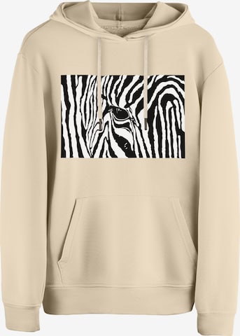 Cotton Prime Sweatshirt 'Black & White Zebra Eye' in Beige: voorkant
