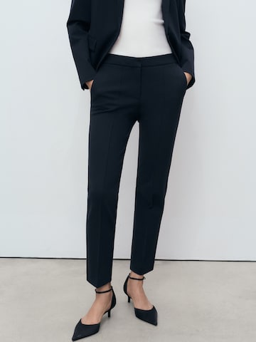 MANGO Slim fit Trousers with creases 'PALOMA' in Blue: front