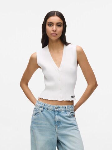 Top ' Gestricktes Button-down-Top ' di KARL LAGERFELD JEANS in bianco