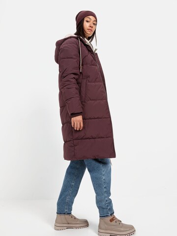 CAMEL ACTIVE Langer Puffermantel mit gefütterter Kapuze in Rot