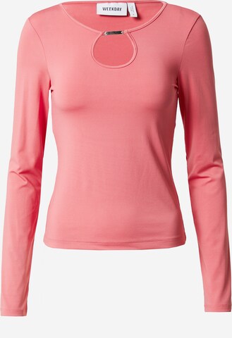 WEEKDAY T-shirt 'Enya' i rosa: framsida