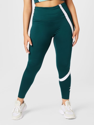 Reebok - Skinny Pantalón deportivo en verde: frente