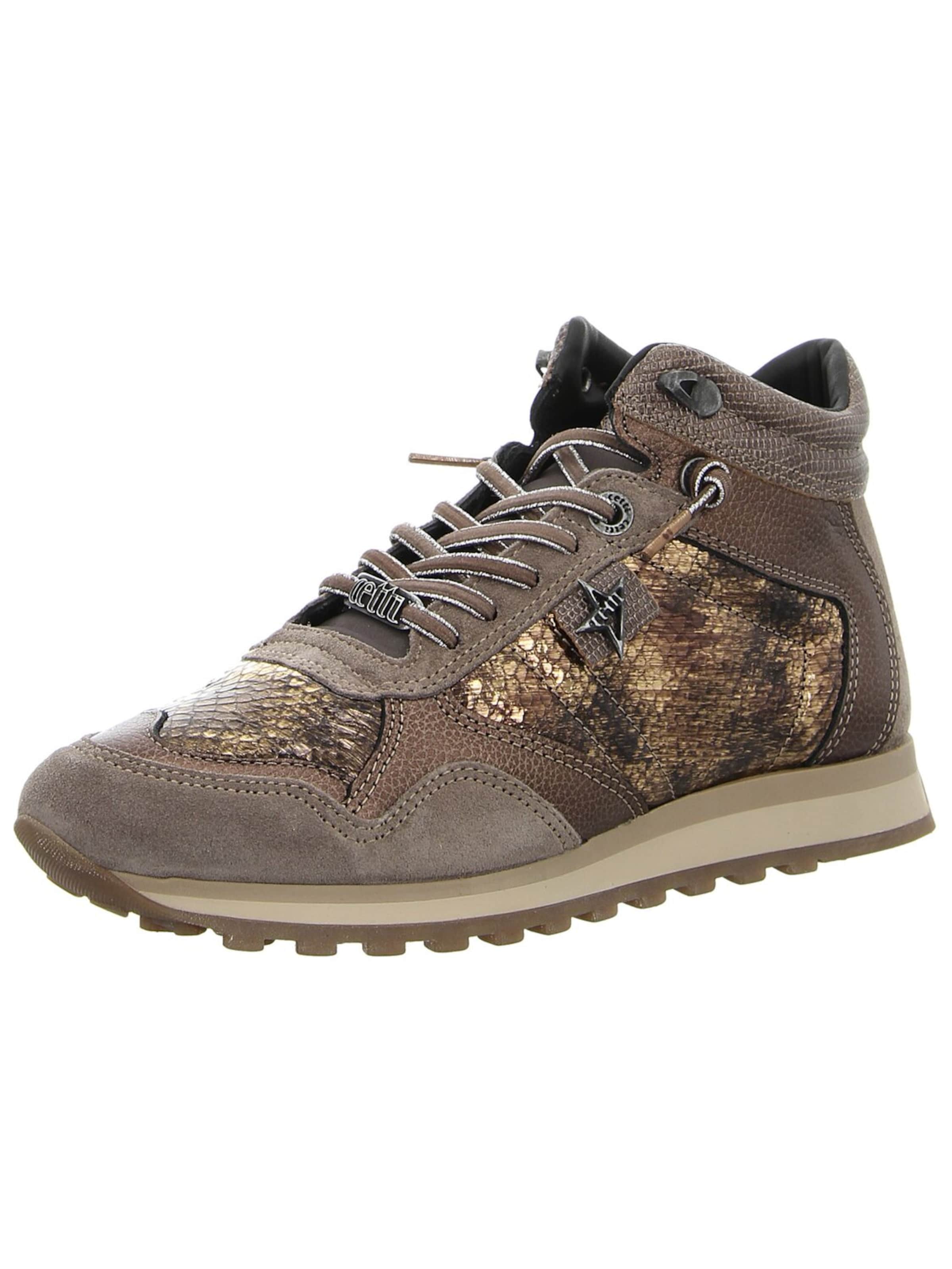 Cetti Sportlicher Schnürschuh 'Damen Sneaker C1048 SRA ANTE SNAKE PEWTER Echt Leder in grau' in Grau: Vorderseite