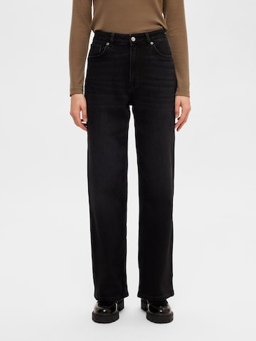SELECTED FEMME Wide leg Jeans 'SLFALICE' in Black: front