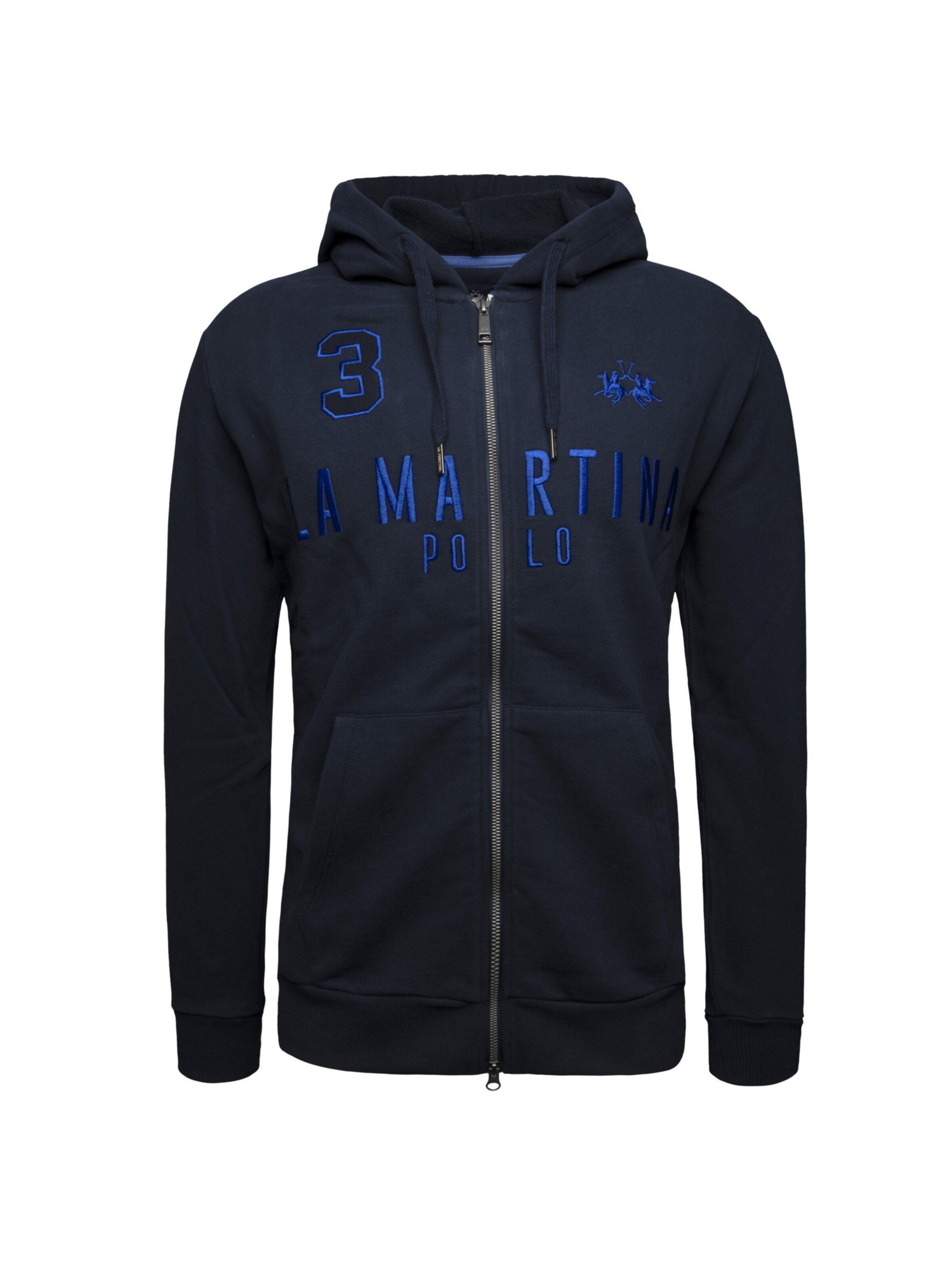 La Martina Sweat jacket 'Maf305' in Blue: front