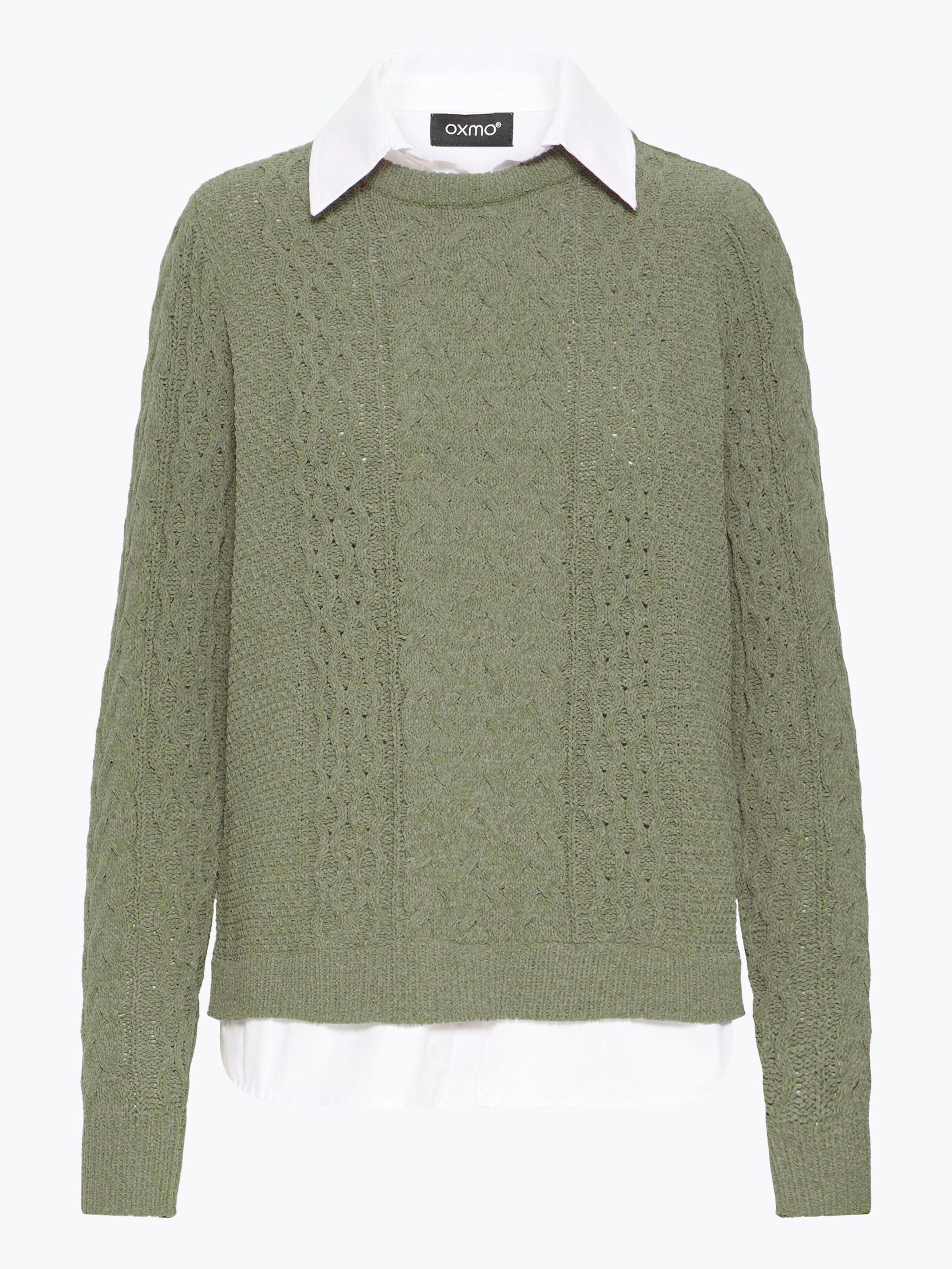 Oxmo Trui ' OXFSANVI PU 1 ' in Groen: voorkant
