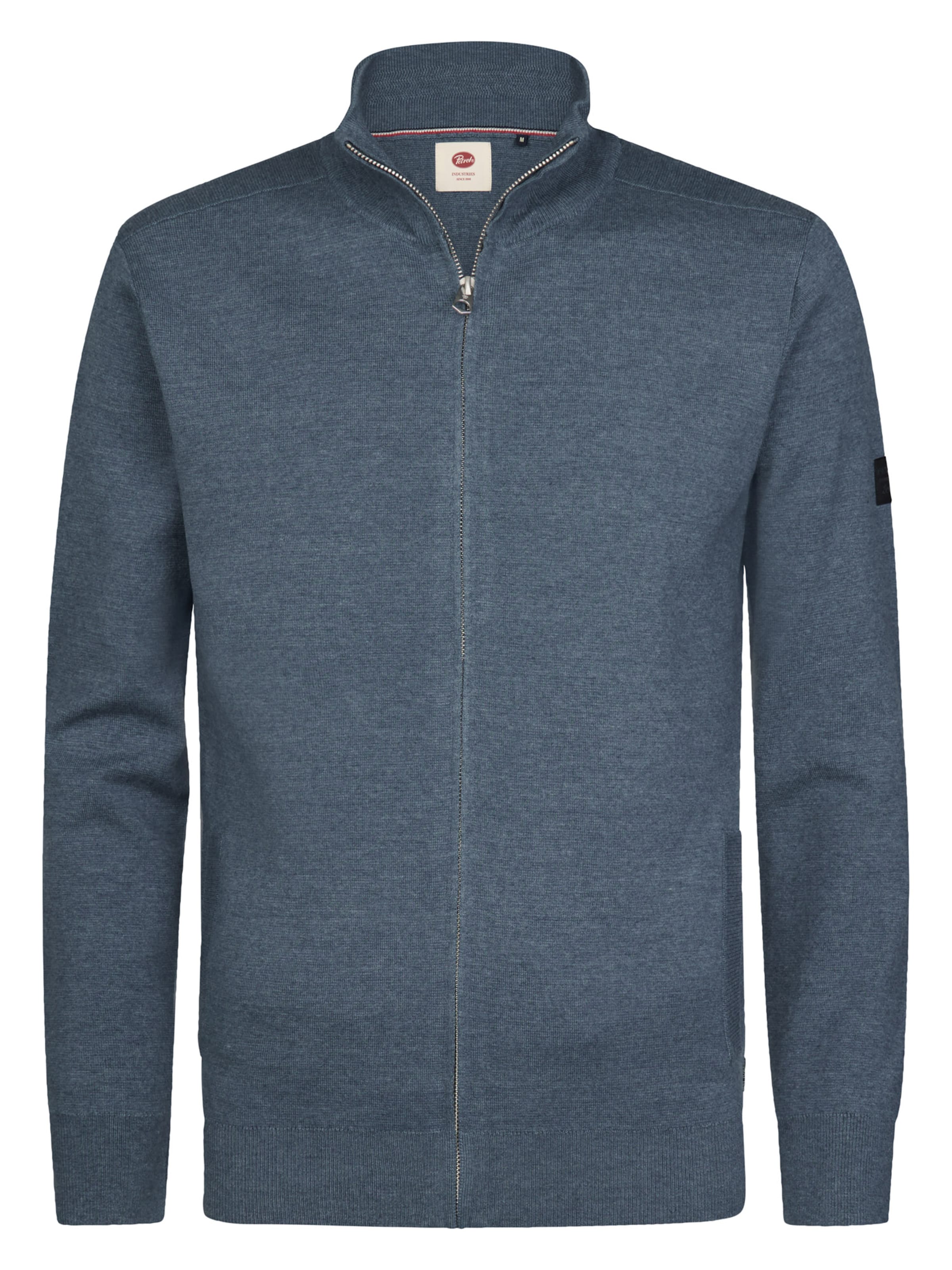 Petrol Industries Melierte Strickjacke mit Zipper ironfield in Blau: Vorderseite