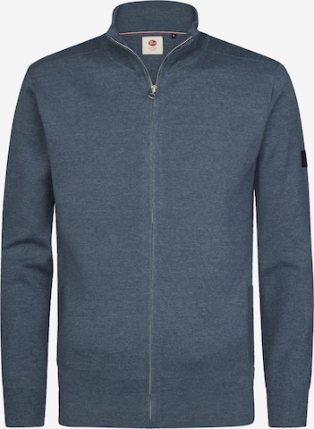 Petrol Industries Melierte Strickjacke mit Zipper ironfield in Blau: Vorderseite