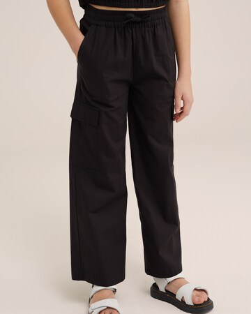 Wide Leg Pantalon WE Fashion en noir : devant