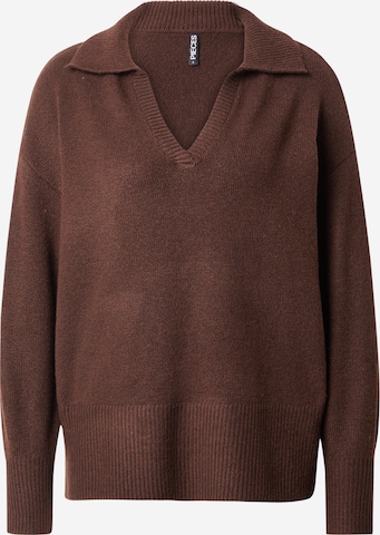 Pullover 'PCMALOU' di PIECES in marrone: frontale