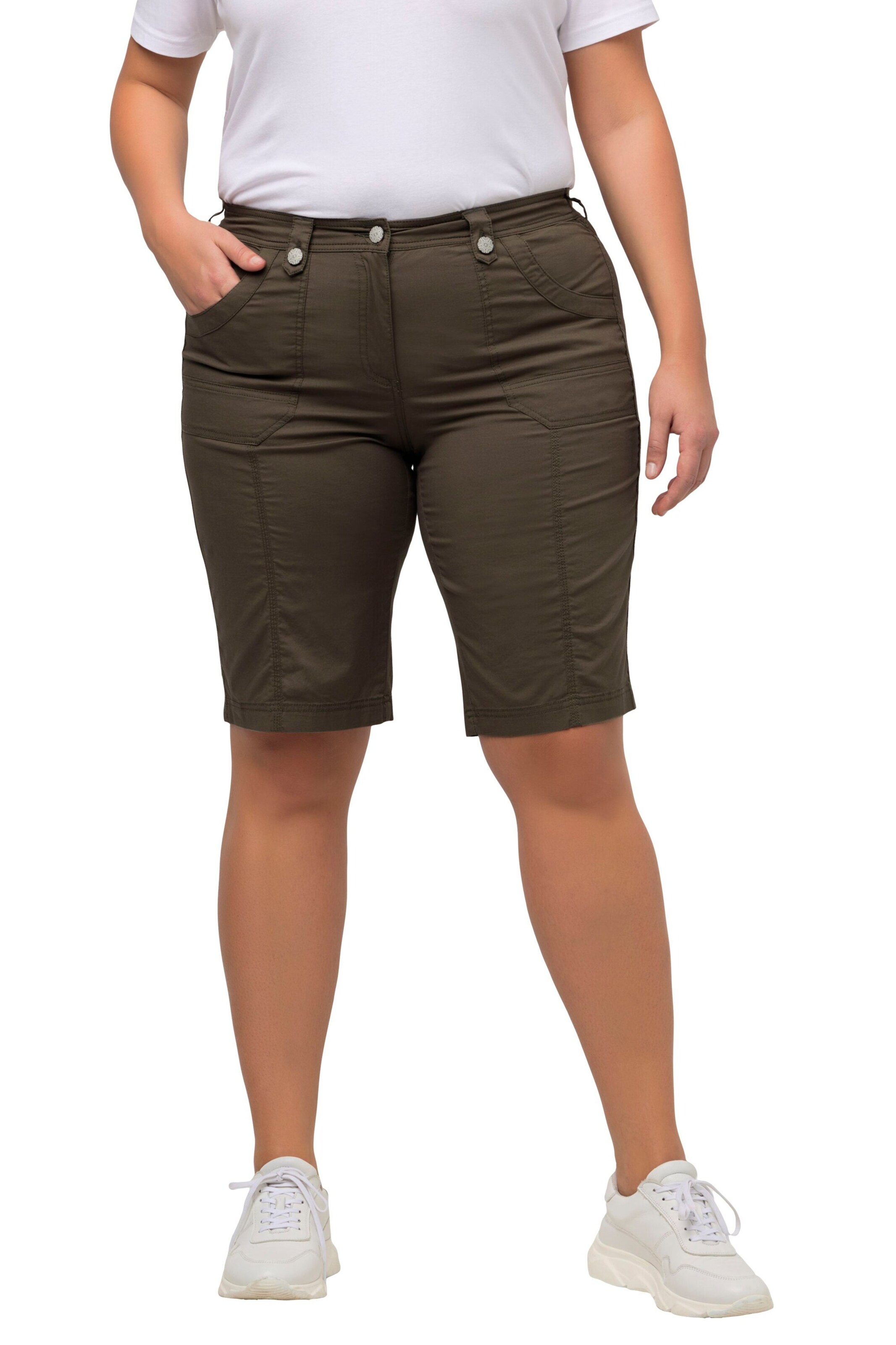 Ulla Popken Normální Kalhoty – zelená: přední strana