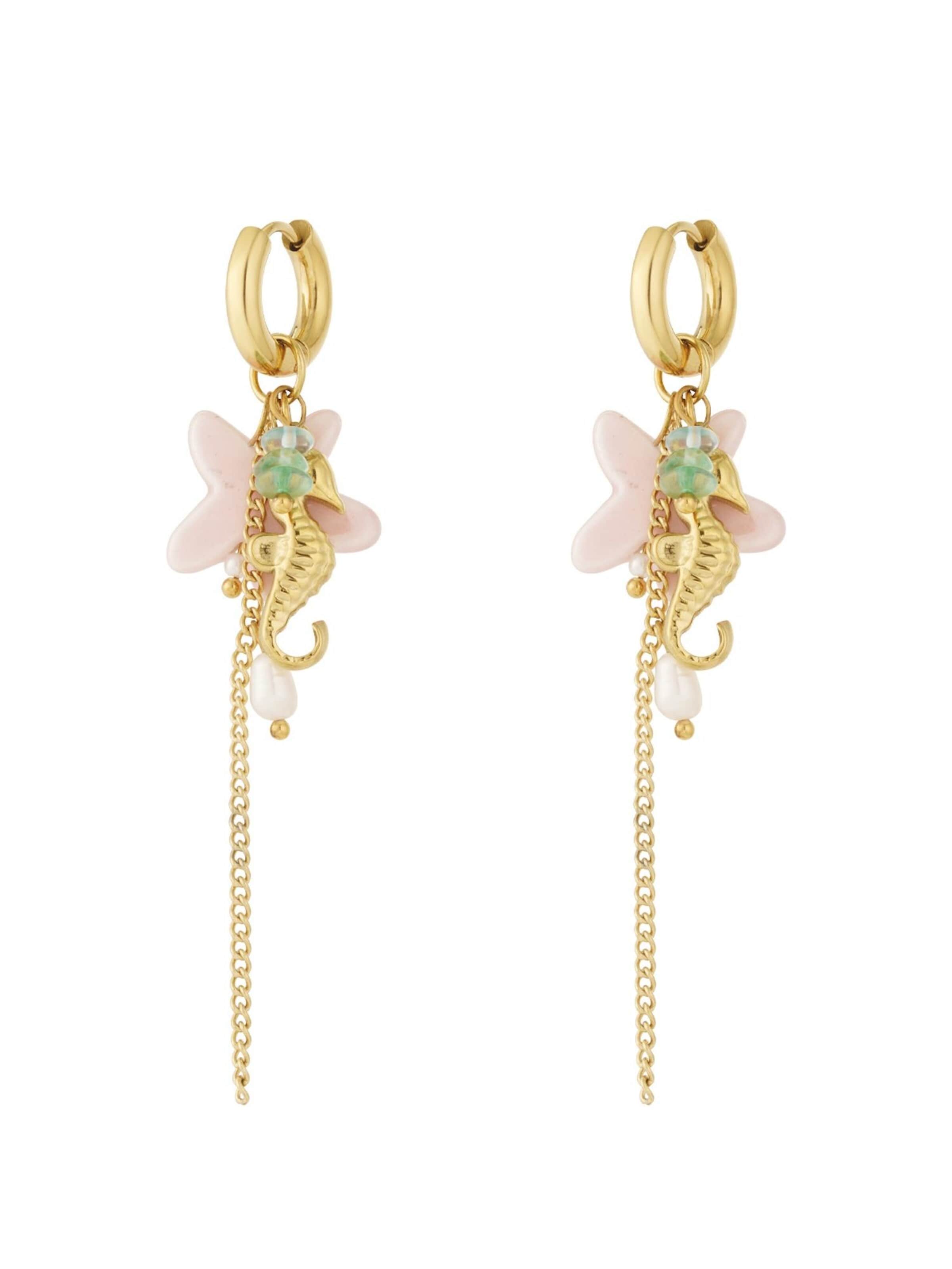 Boucles d'oreilles 'NAIYA' Cala Rose en or : devant