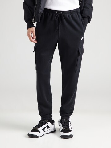 Nike Sportswear Tapered Cargo nadrágok 'Club' - fekete: elől