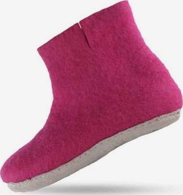 SHUS walk with nature Hjemmesko 'Hjemmesko med høj skaft af 100% ren uld - Model pink m/sål i skind - Dansk Design fra SHUS' i pink: forside