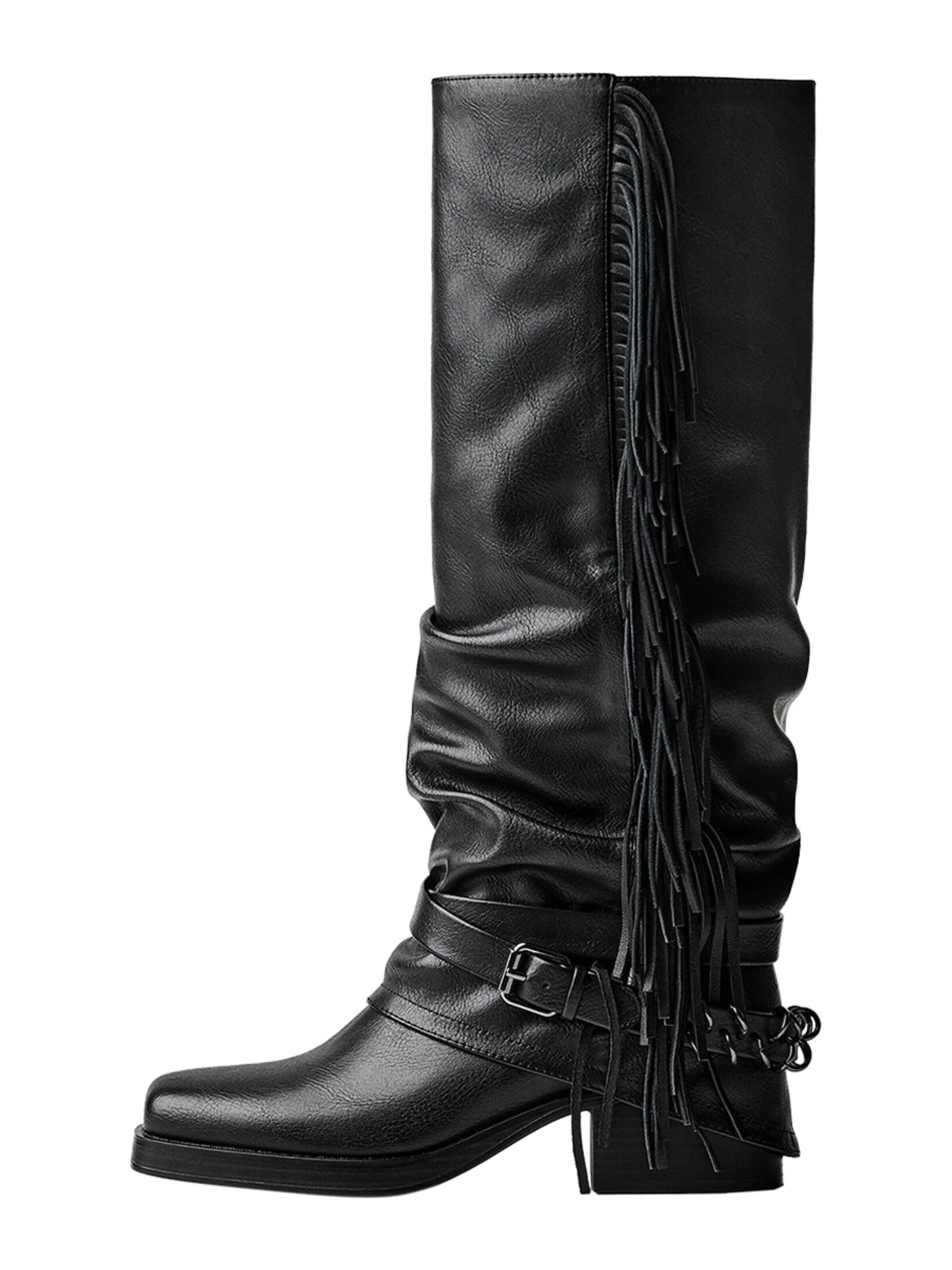 Bershka Каубойски ботуши в черно