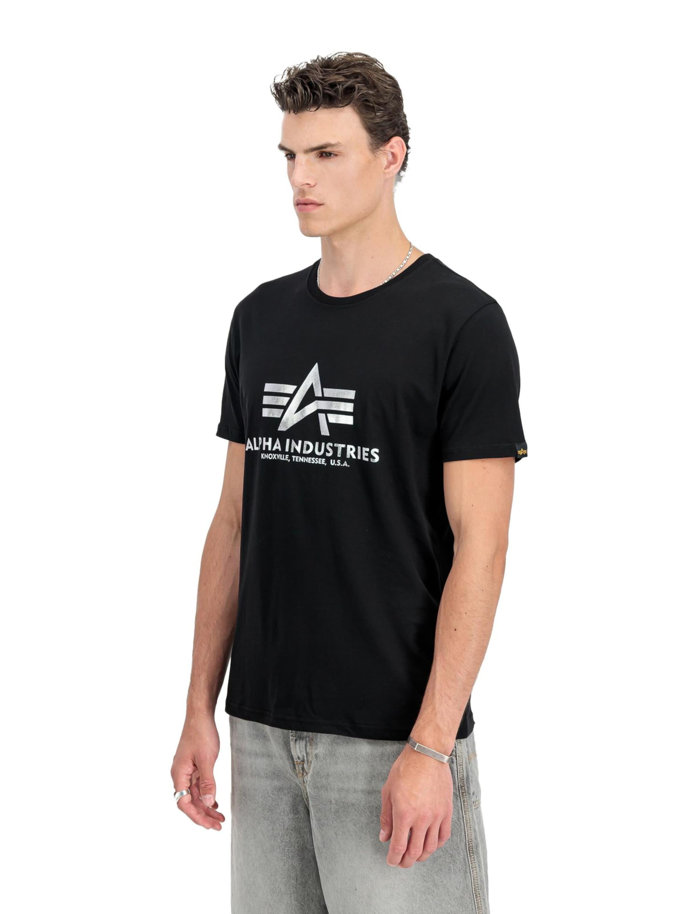 ALPHA INDUSTRIES Shirt 'Basic logo Foil'‌‌‌‌‌‌‌‌‌‌ in Schwarz