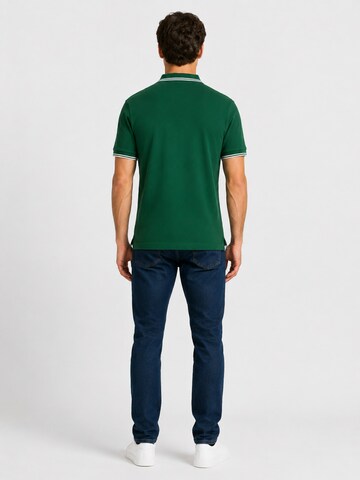 T-Shirt 'Herren Poloshirt Regular Boxeur des Rues aus Piqué-Baumwolle, Grün, Weiße Streifen' Boxeur des Rues en vert