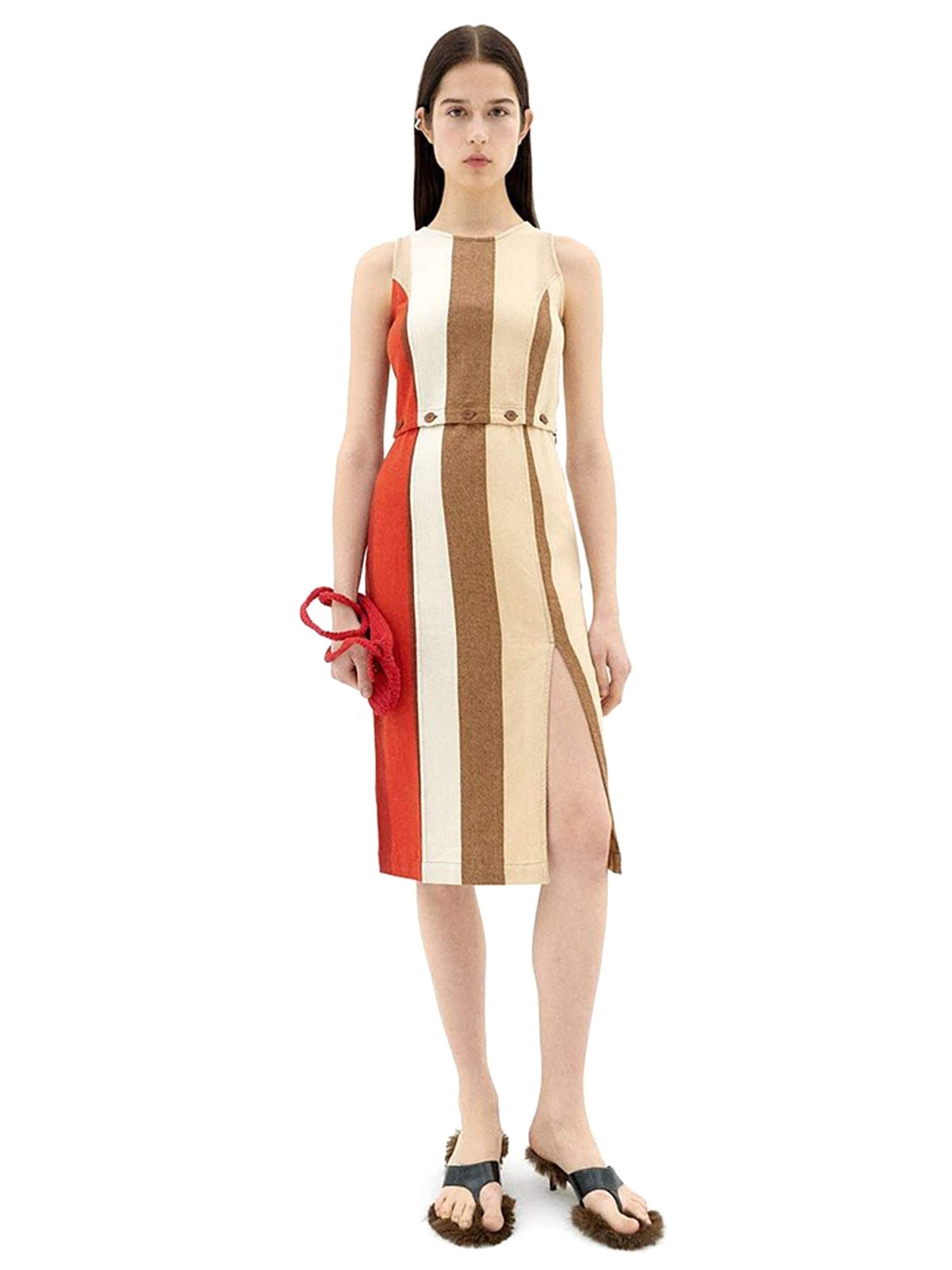 Thinking MU Sukienka 'STRIPED DETACHABLE SANDFIRE WILA DRESS MULTICOLOR' w kolorze mieszane kolory: przód