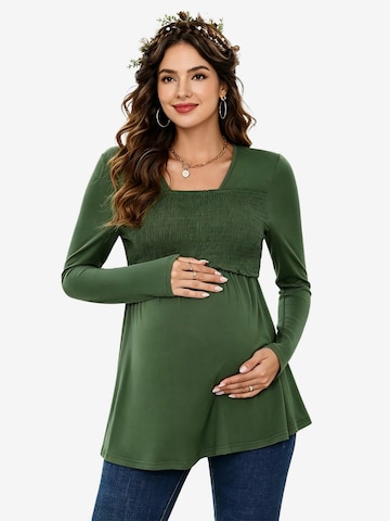 KoJooin Bluse 'Umstands-Tops für Damen,langärmelig,eckiger Ausschnitt,Tunika-Top,Freizeit-T-Shirts für Schwangere' in Grün: Vorderseite