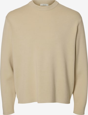 SELECTEDPulover 'SLHTELLER' - bež boja: prednji dio